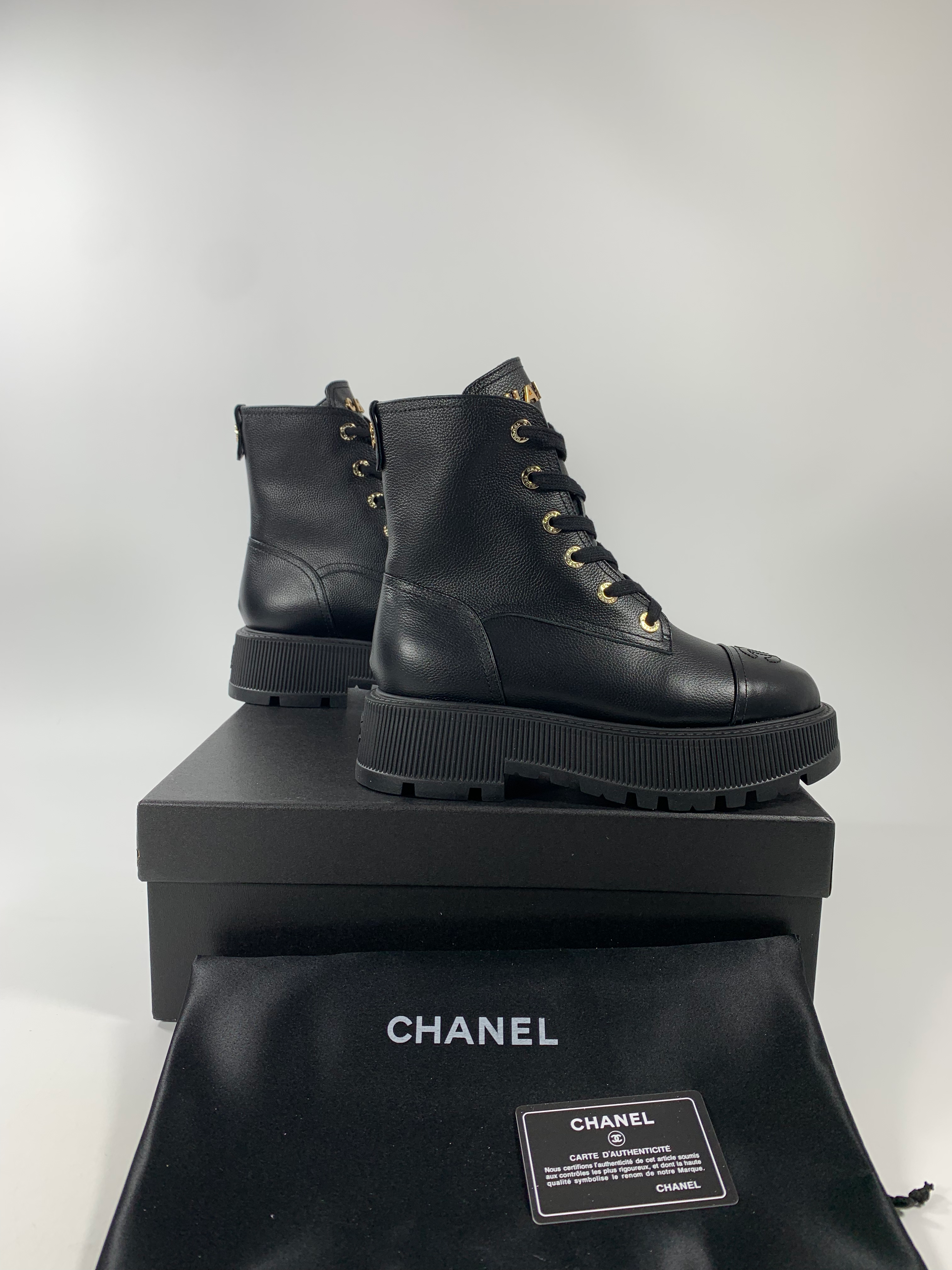 Black C Leather Ankle Boots