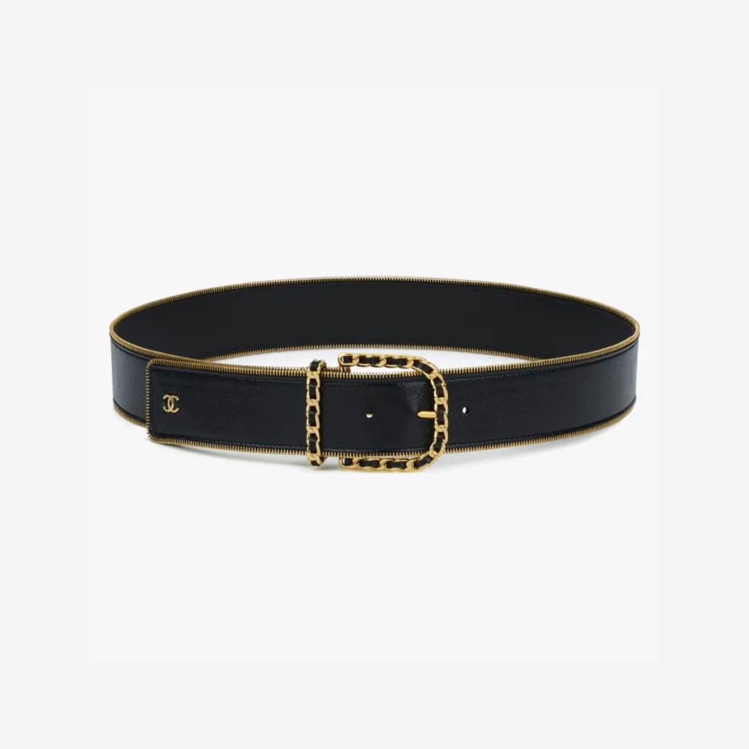 Black & Gold Zipper Belt