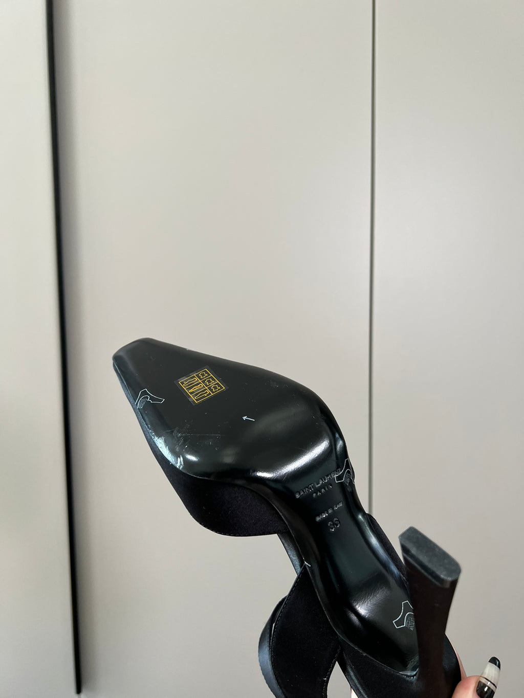 Black YF slingback pumps in crepe satin