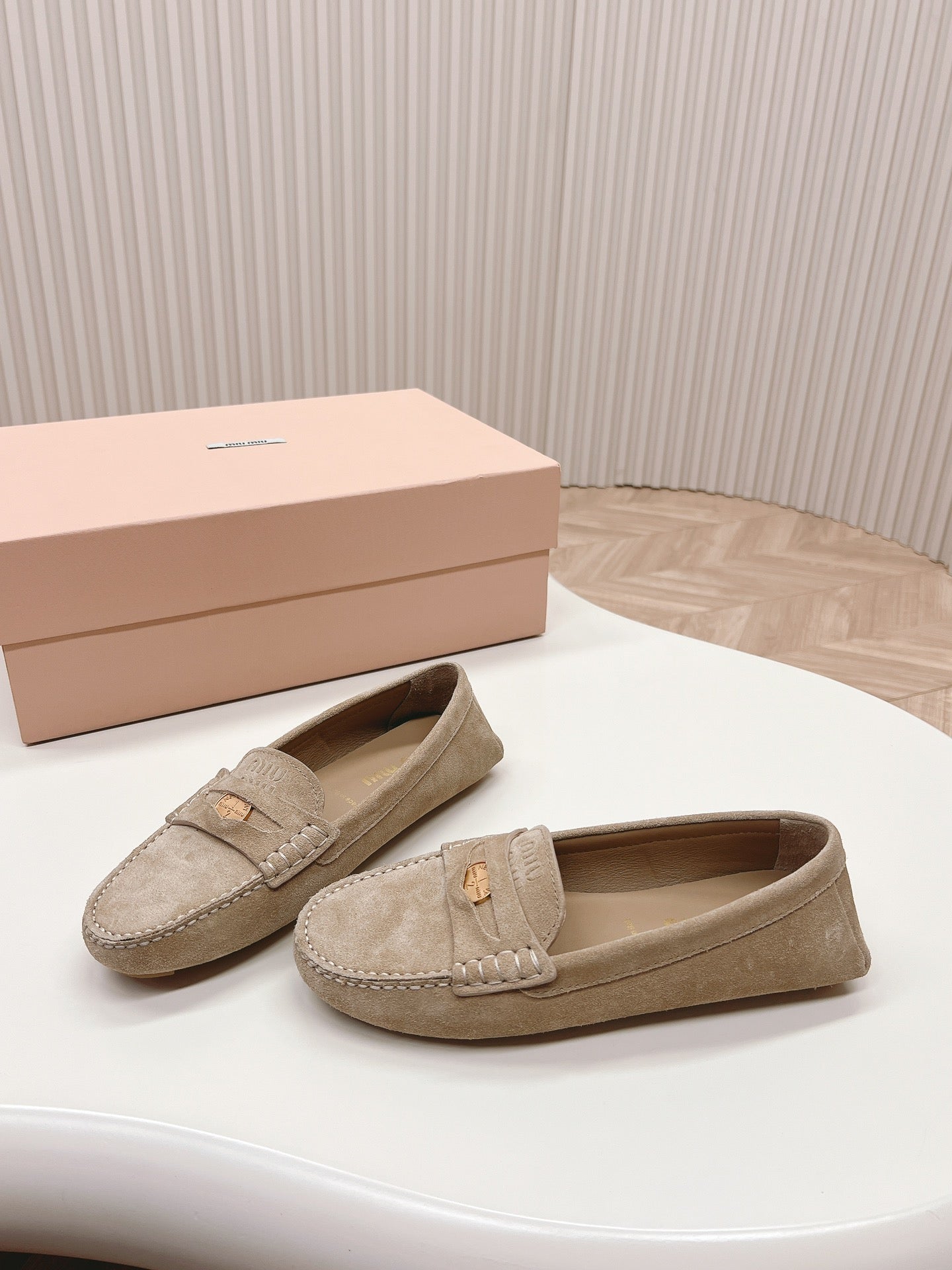 Ecru Suede Driving Shoes