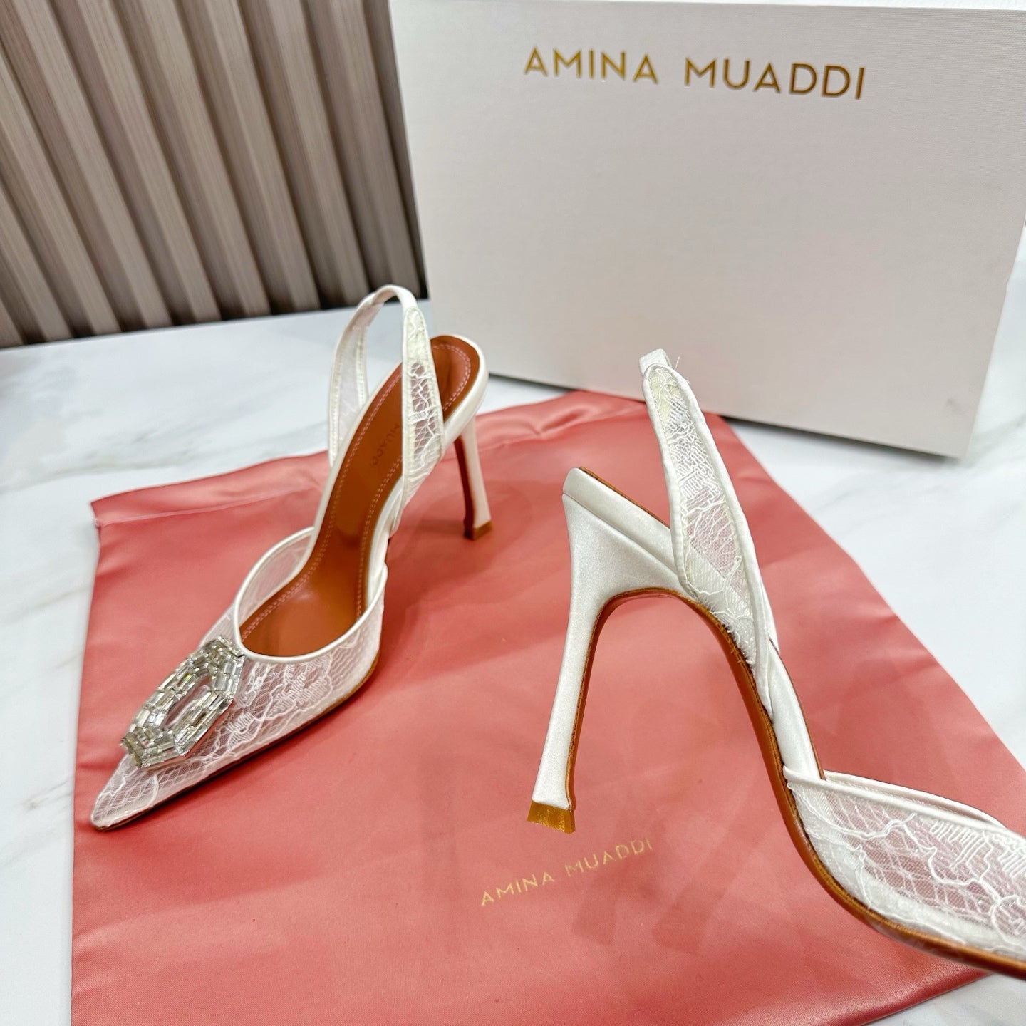 Ivory Camelia 90 Lace Slingback Pumps