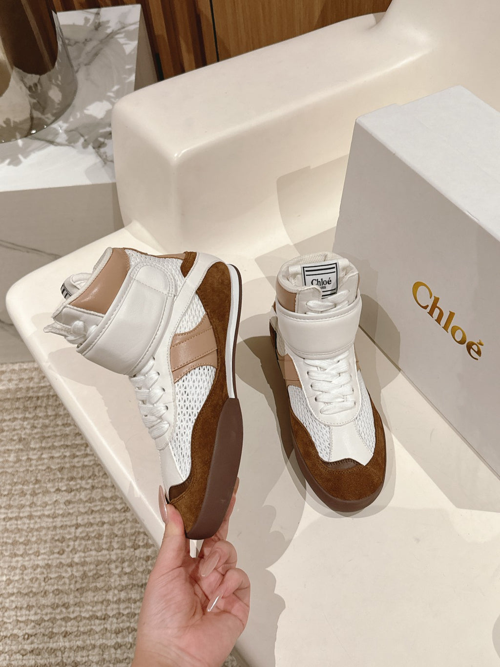 Natural Brown Kick High-Top Sneaker