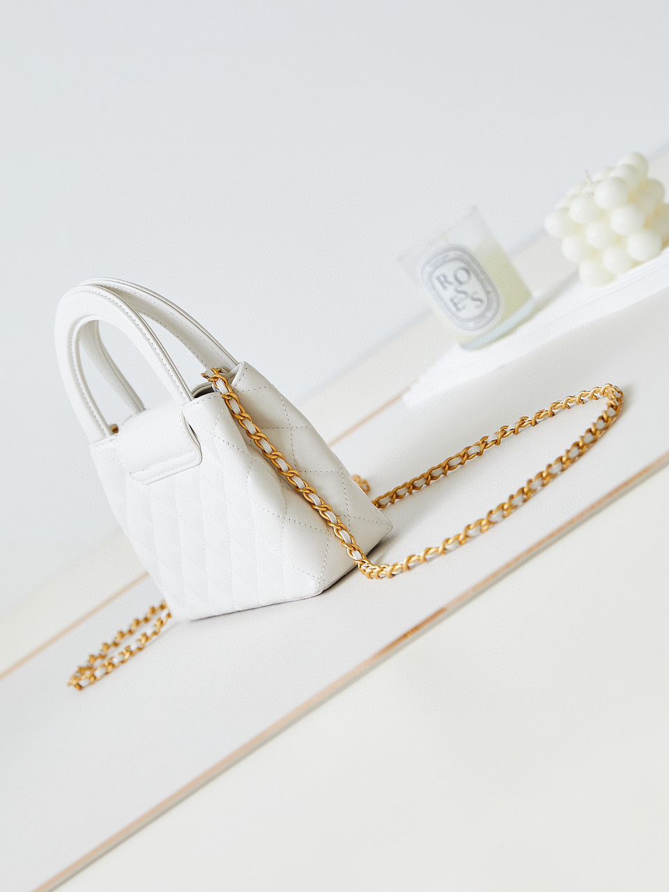 White Shiny Mini Shopping Bag