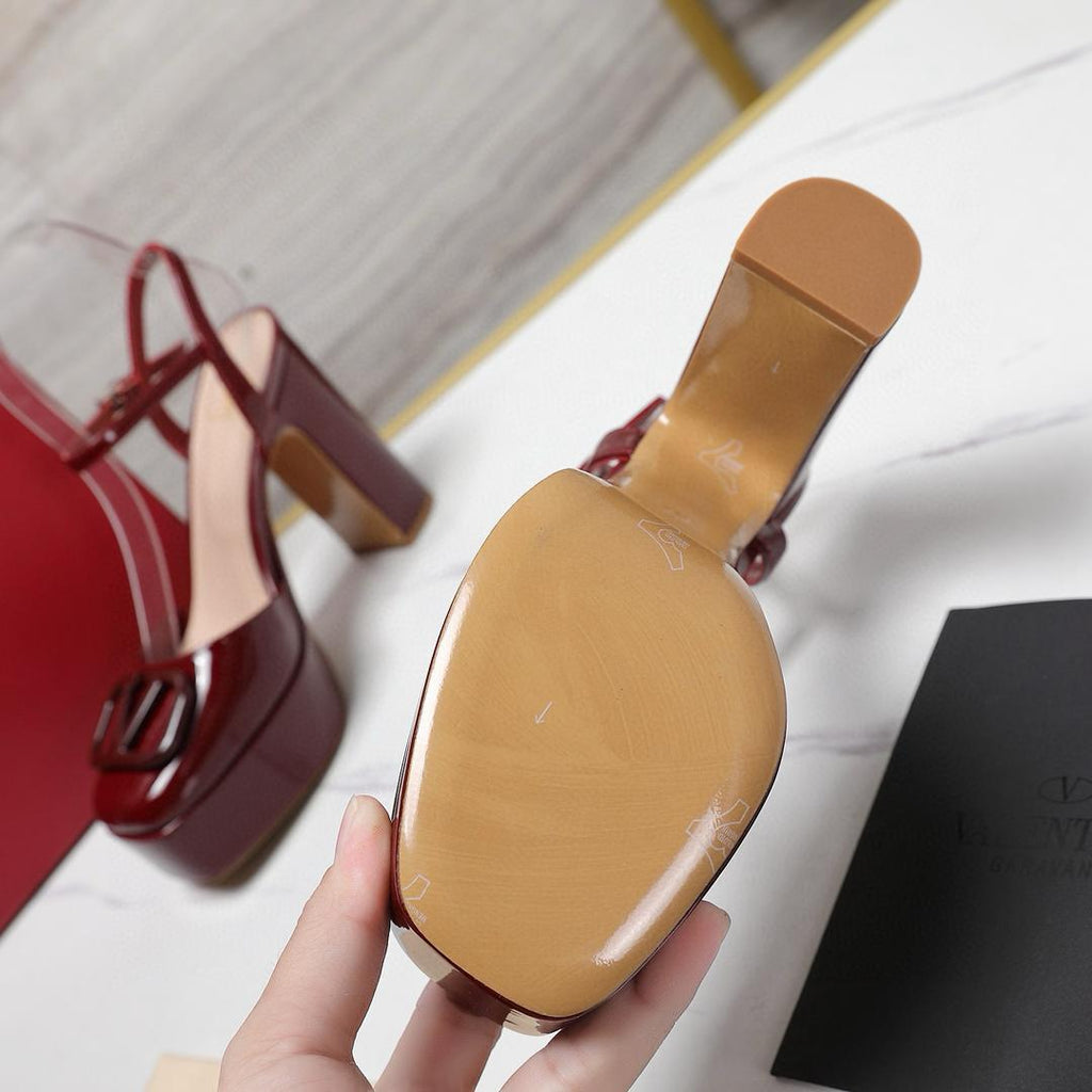 Burgundy 115mm Platform Pumps