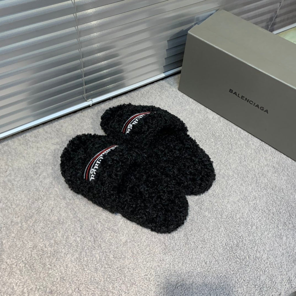 Men's Black BL Furry slides