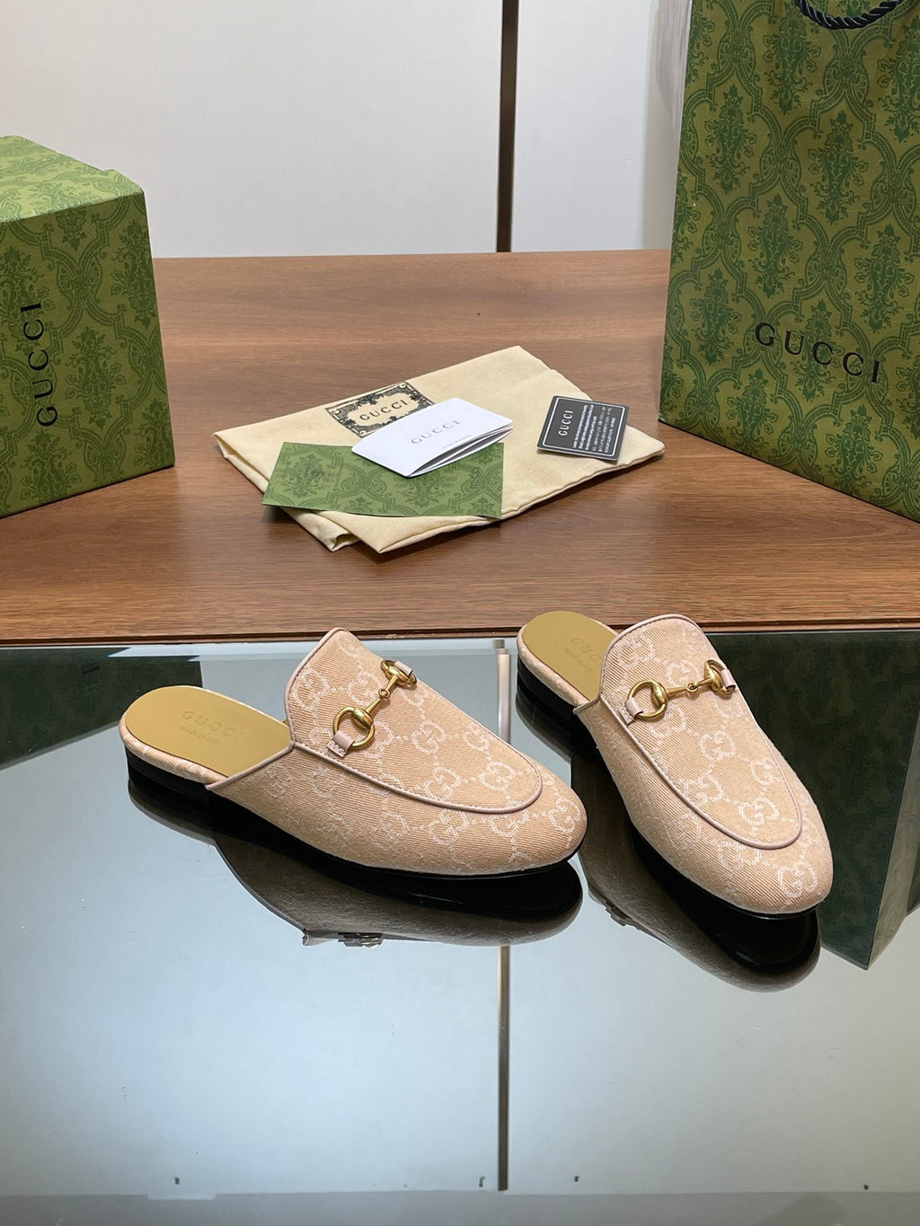 Yellow GG Denim GJ Princetown Slipper