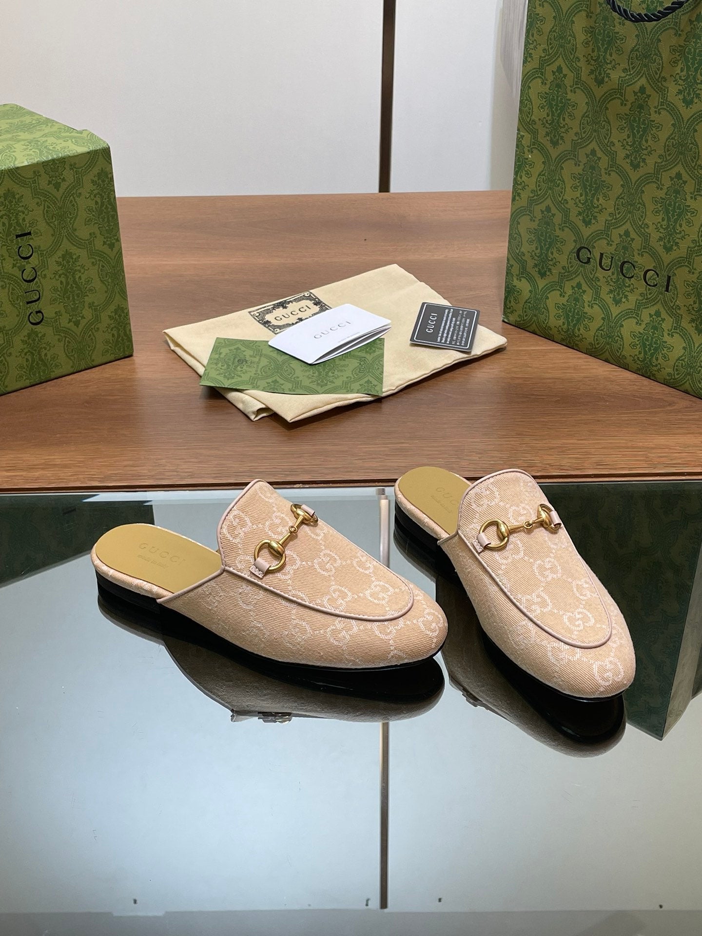 Yellow GG Denim GJ Princetown Slipper