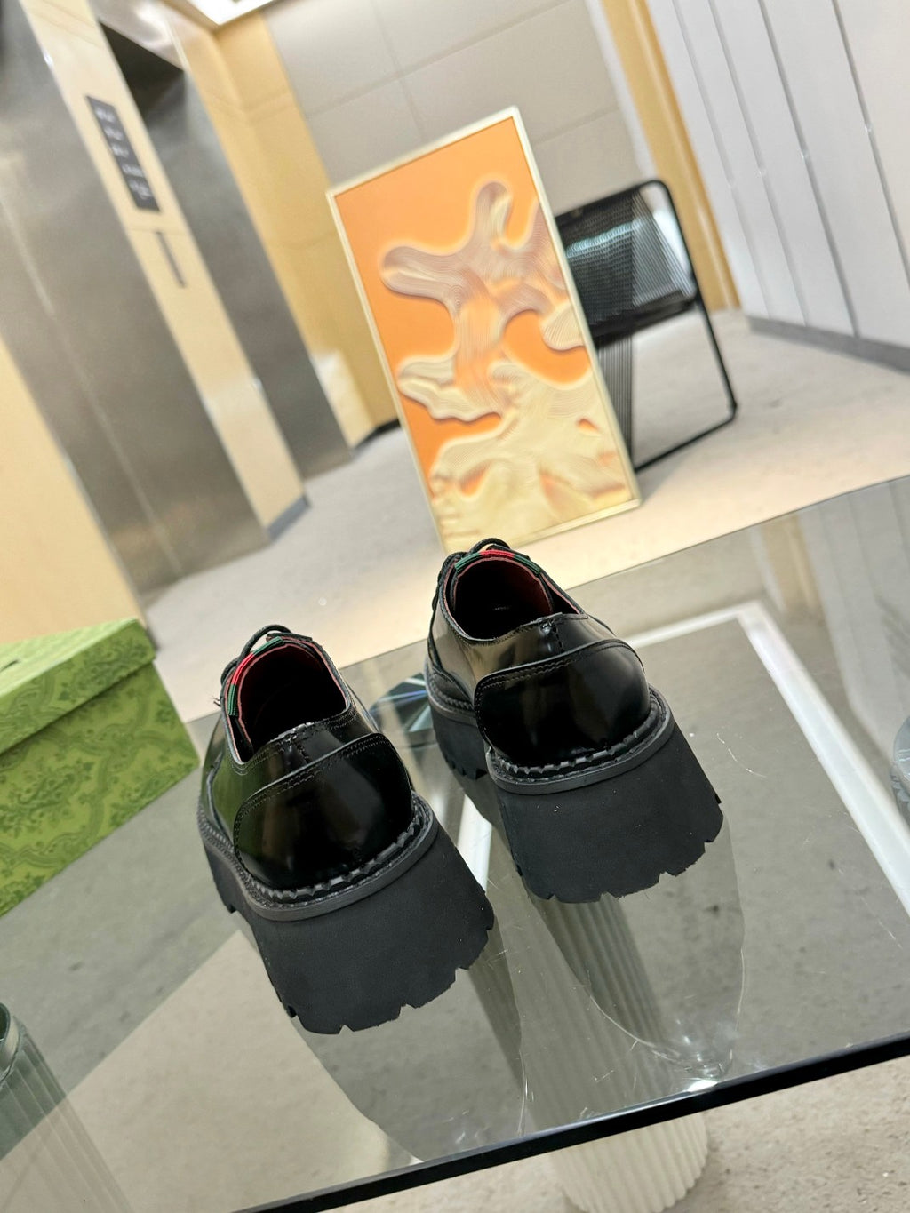 Black Lace-Up Loafers With Web