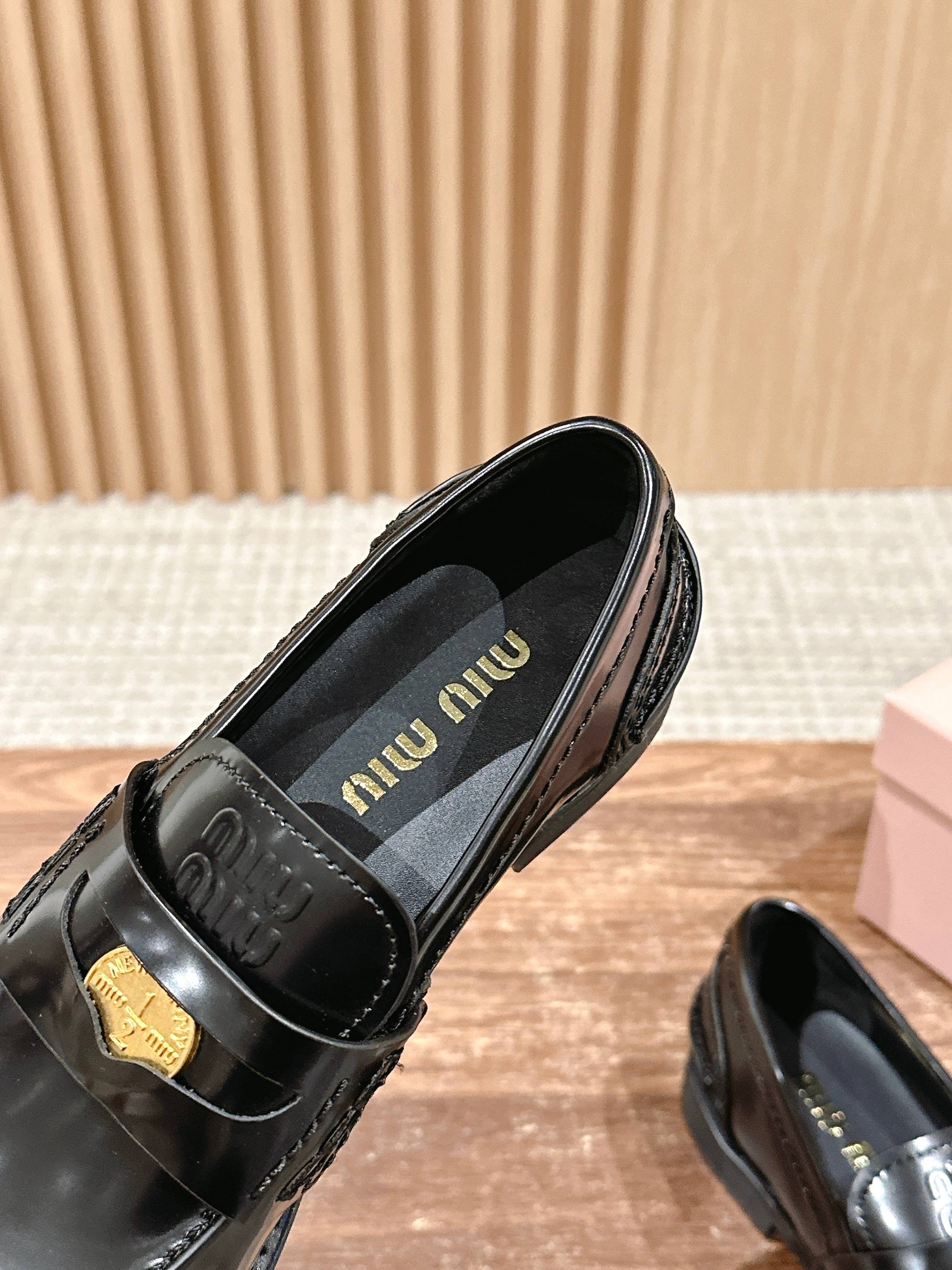 Black Brushed Leather Penny Loafers