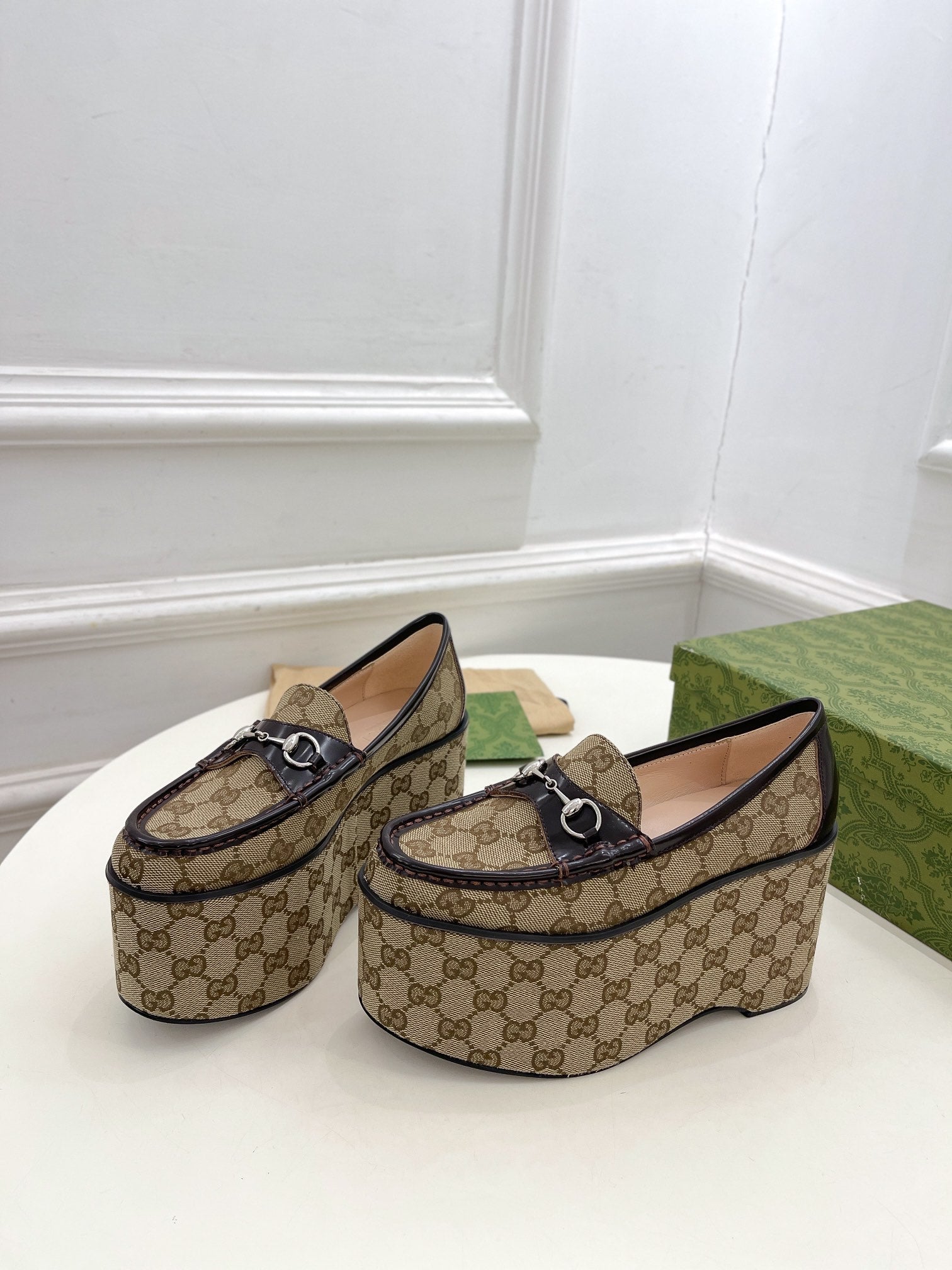 Beige & Ebony Horsebit Platform Loafer