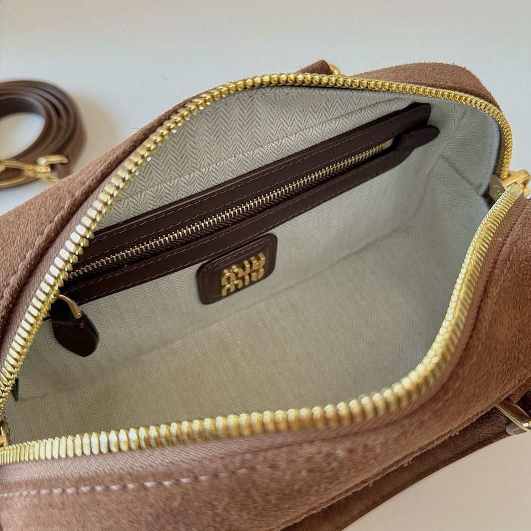 Cocoa Brown Arcadie Padded Suede Top-Handle Bag