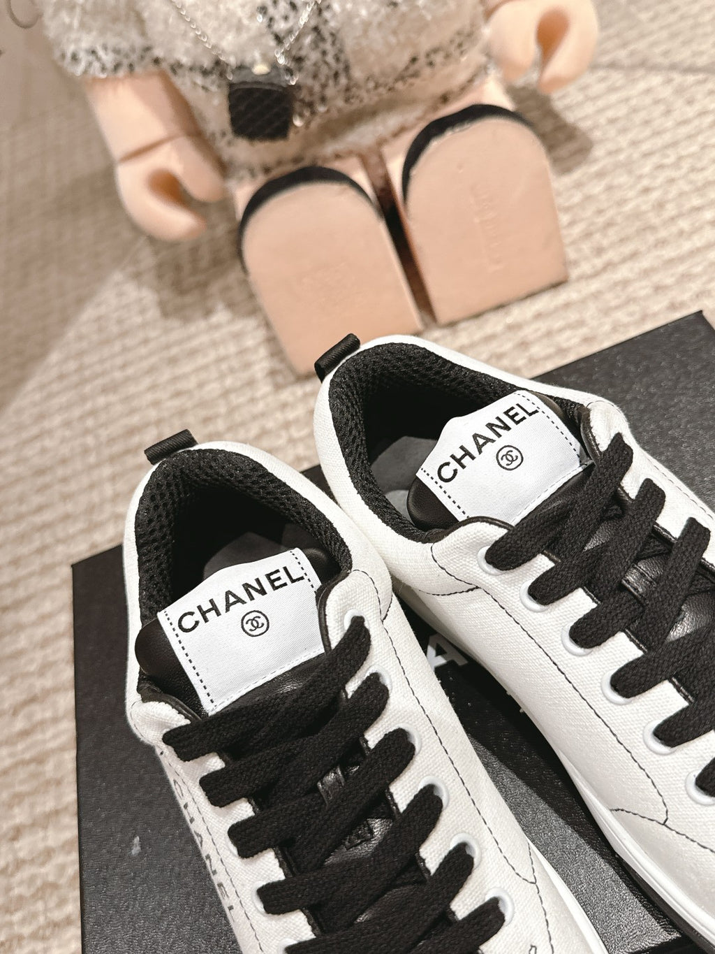 White & Black Cotton Trainers