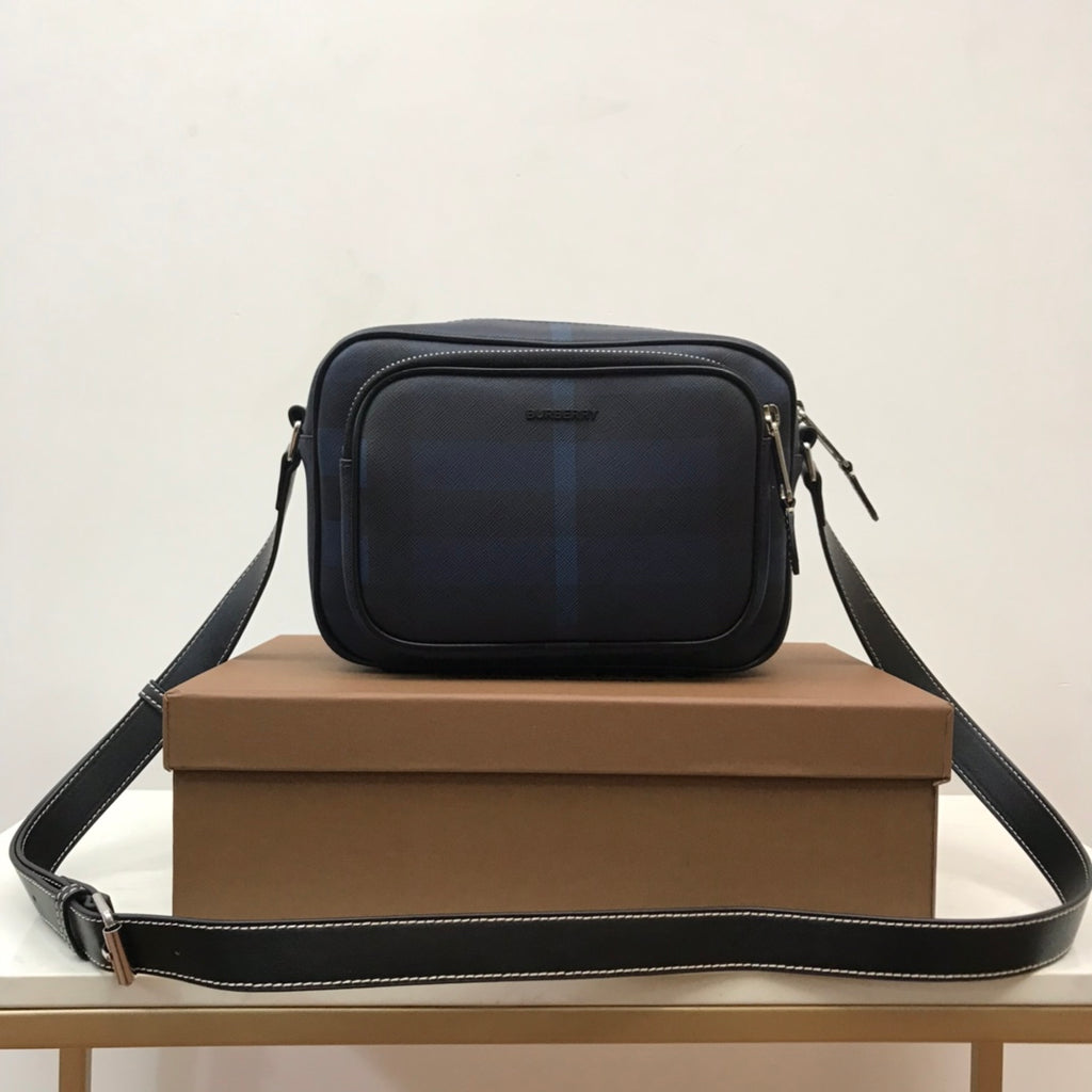 Navy Blue Exaggerated Check BP Bag