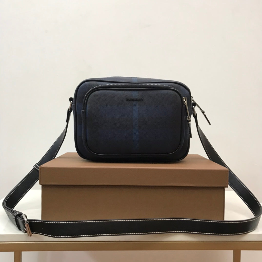 Navy Blue Exaggerated Check BP Bag