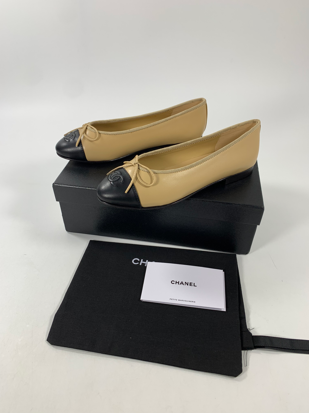 Beige & Black C Ballerinas