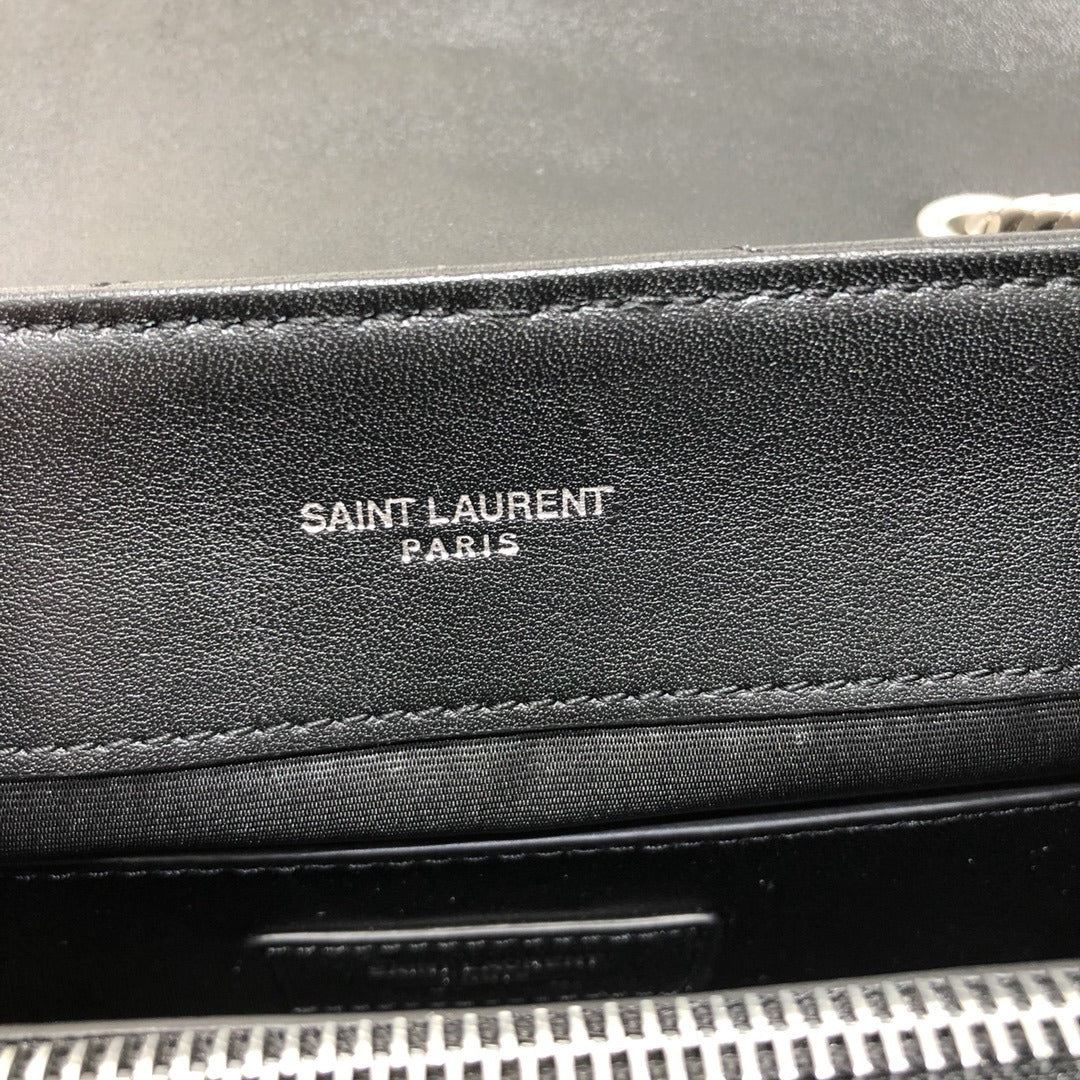 Black YL small quilted leather shoulder bag