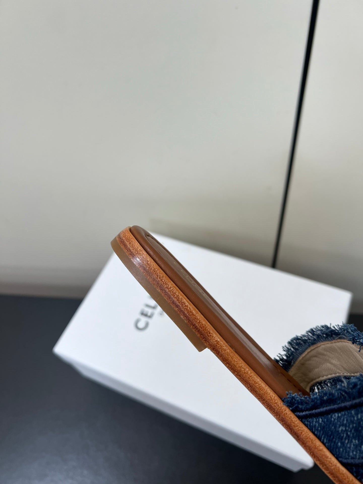 Blue Marina Fringed Mule In Denim