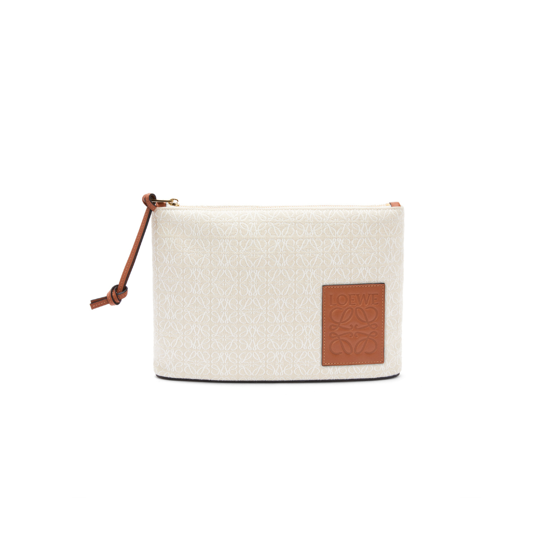 Ecru/Tan Oblong Pouch