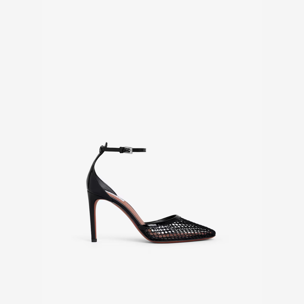 Black High Fishnet Pumps