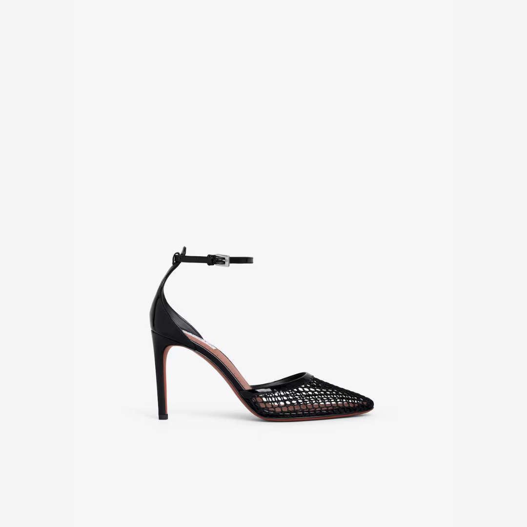 Black High Fishnet Pumps