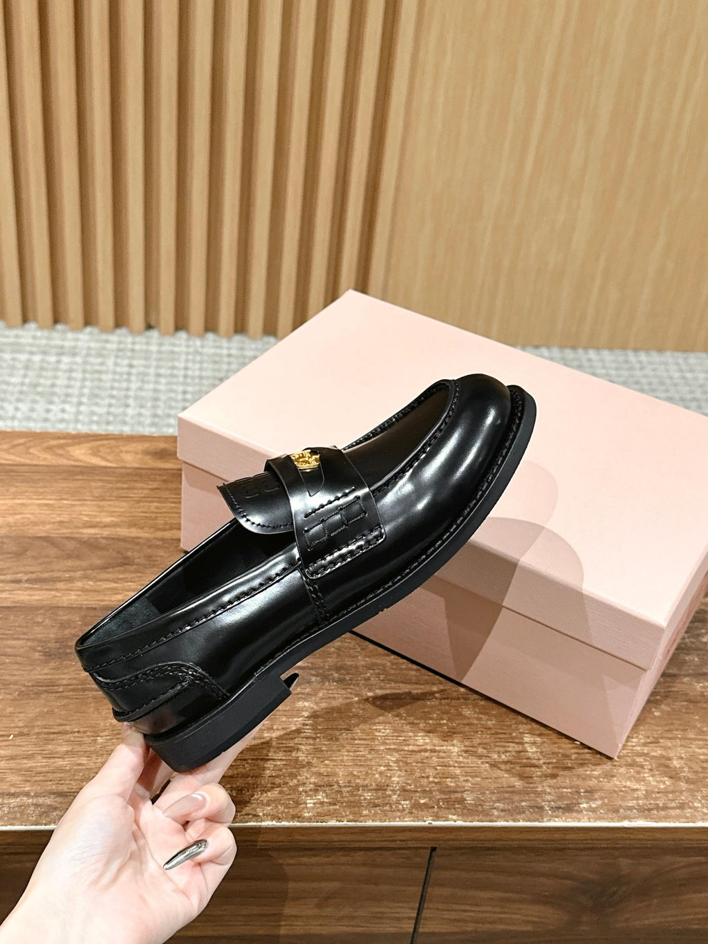 Black Brushed Leather Penny Loafers