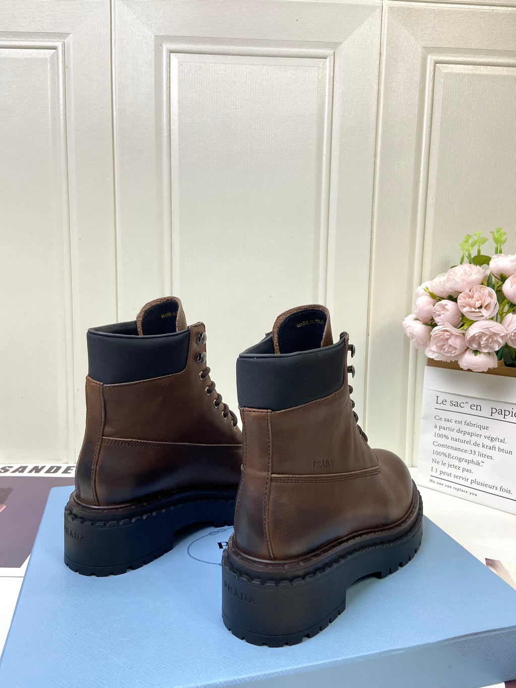 Ebony Leather & Re-Nylon Booties