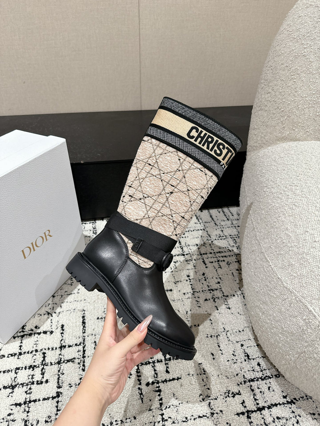 Beige & Black DM Boot