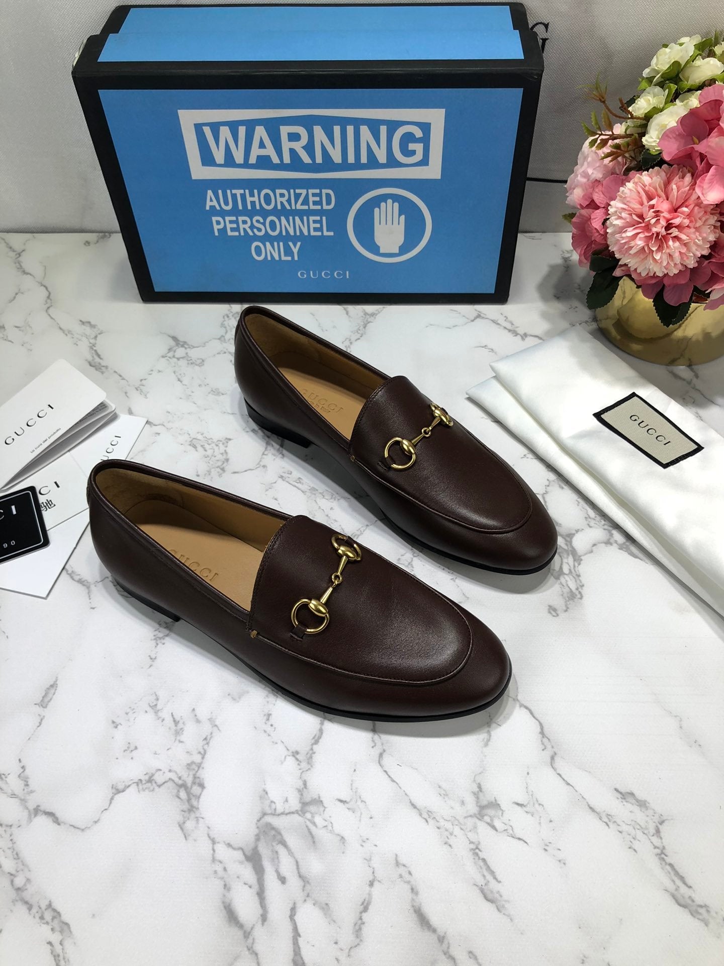 Dark-brown GJ leather collapsible-heel loafers