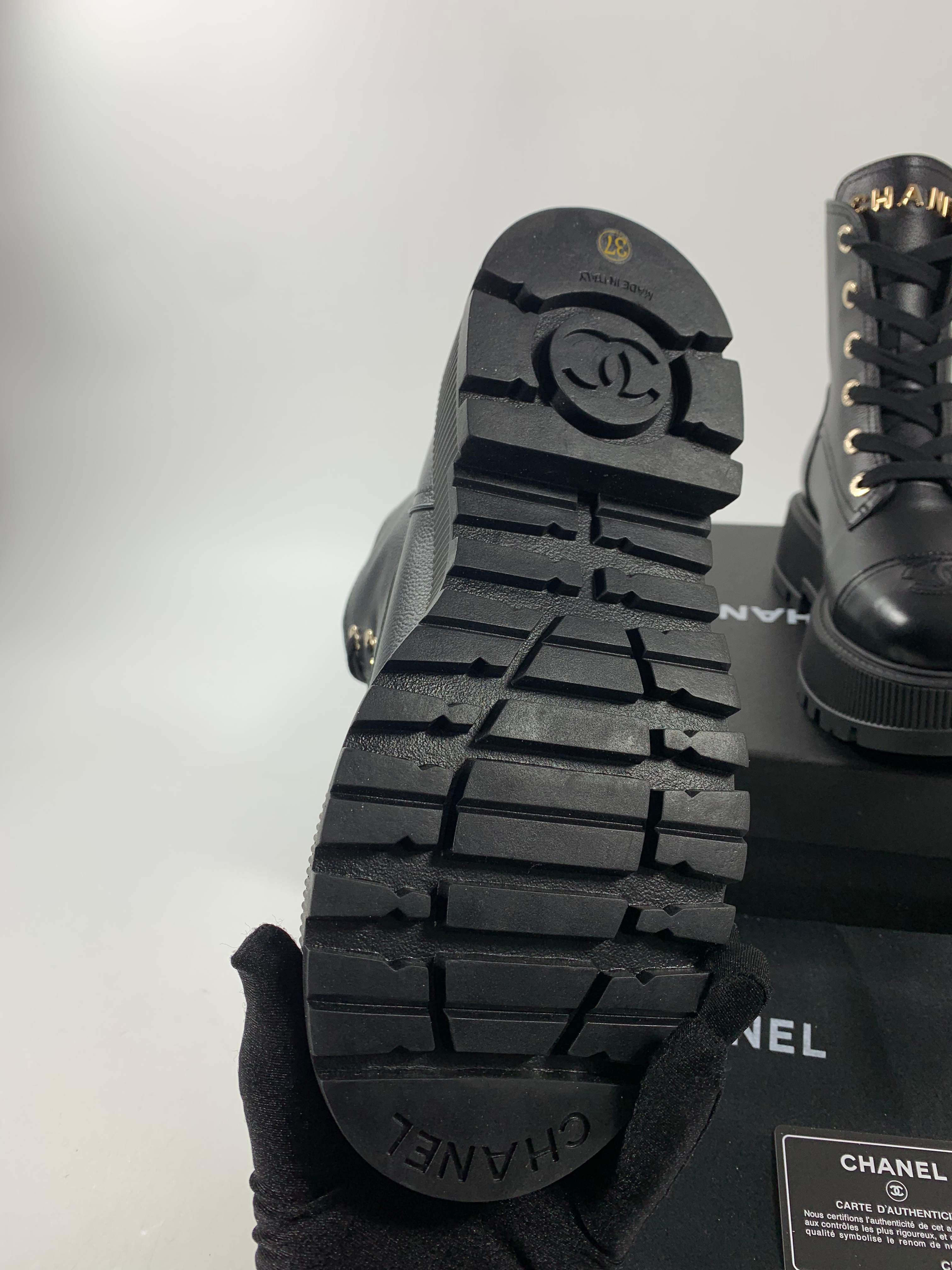 Black C Leather Ankle Boots