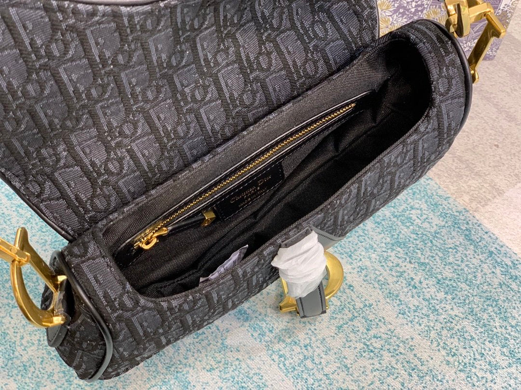 Black DS oblique canvas bag