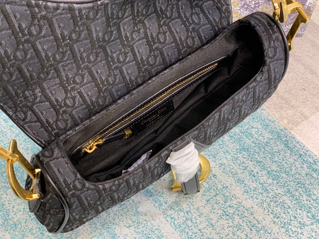 Black DS oblique canvas bag