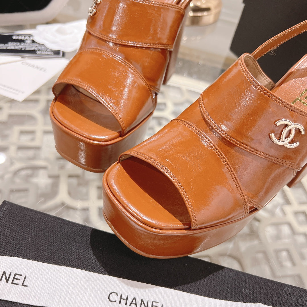 Light Brown C Patent Sandals