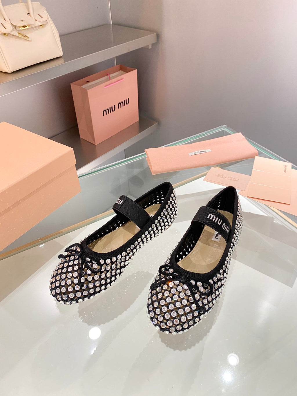 Black M Satin ballerinas with crystals