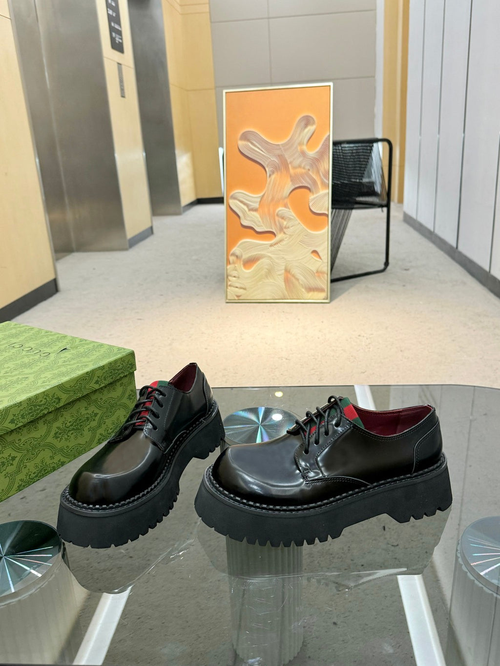 Black Lace-Up Loafers With Web