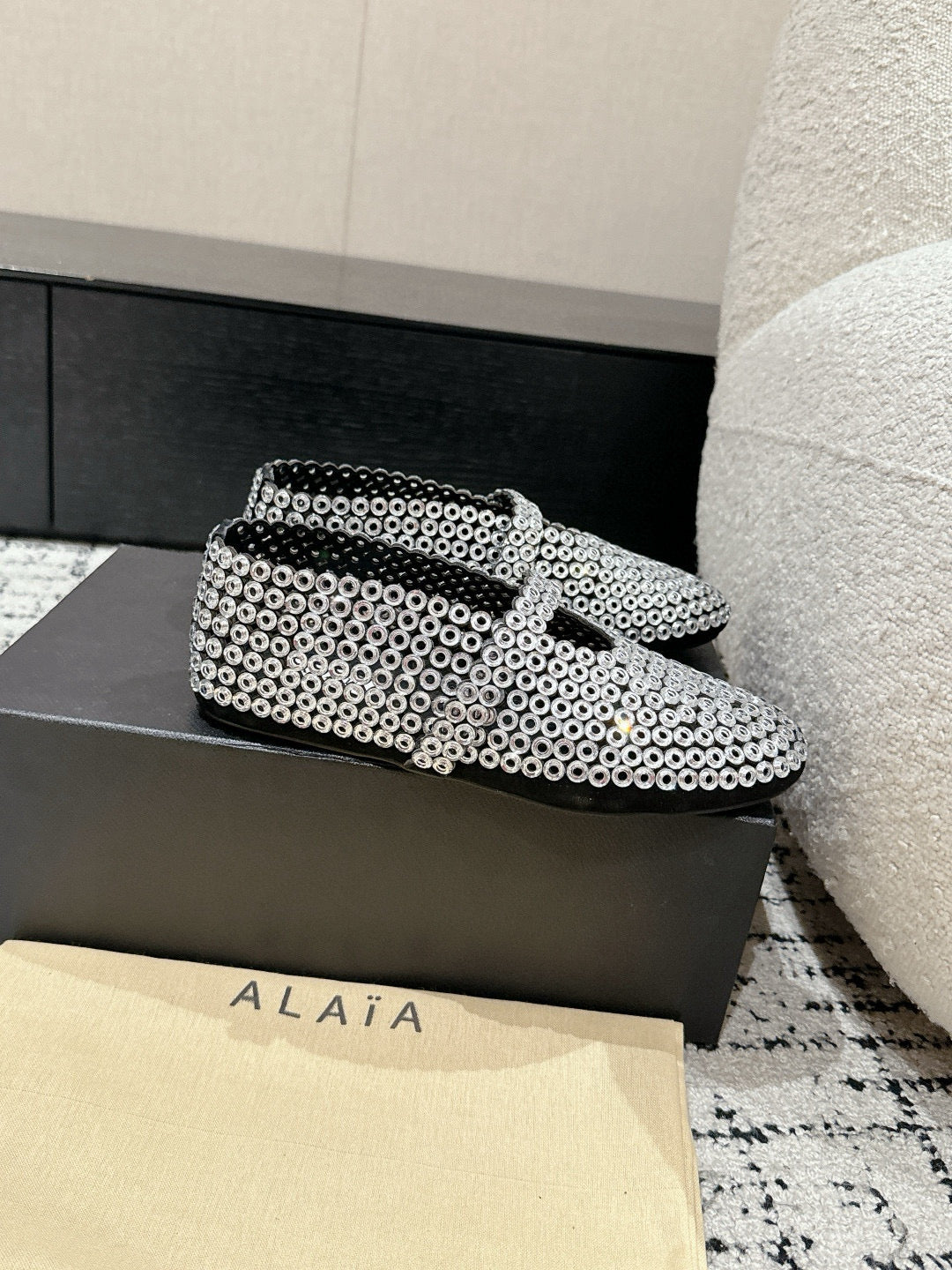 Transparent Ballet Flats In Glass Eyelet