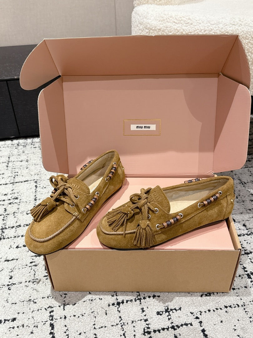 Olive Green Suede Tassel Loafers