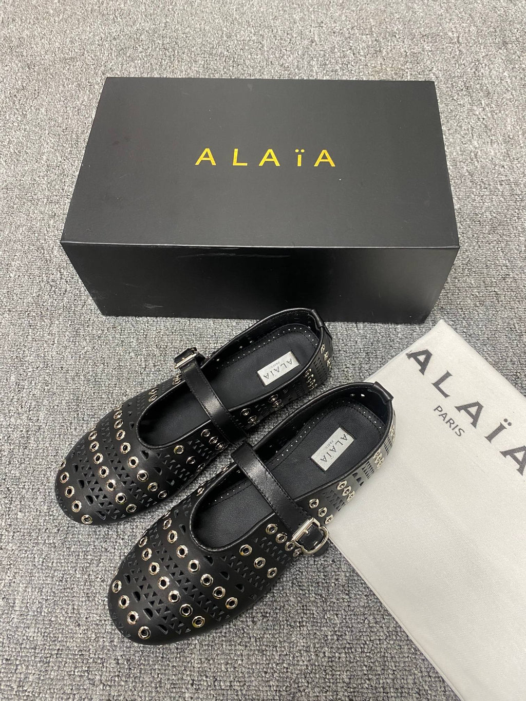 Black Ballet Flats With Eyelets