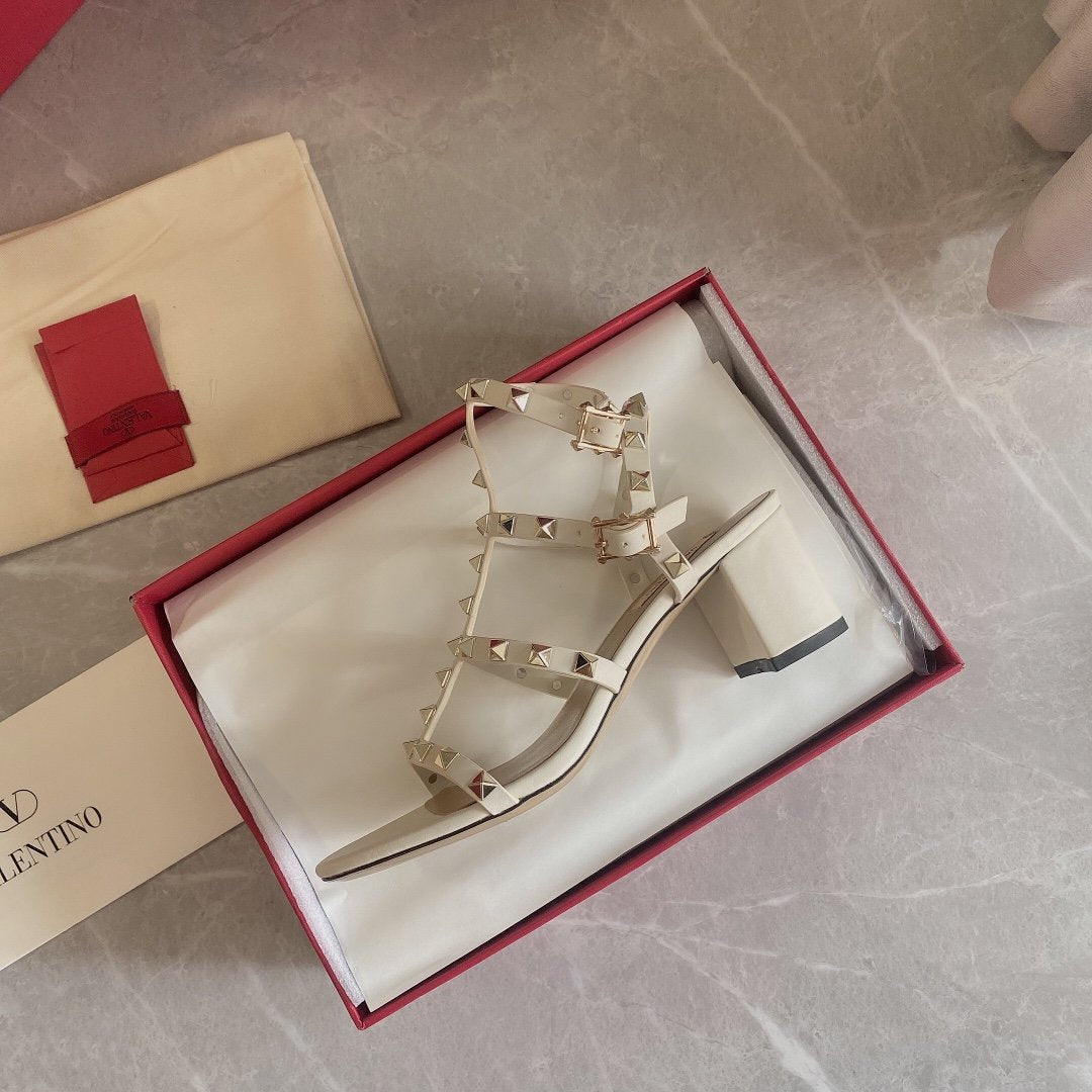 Light ivory VR ankle strap sandal 60 mm