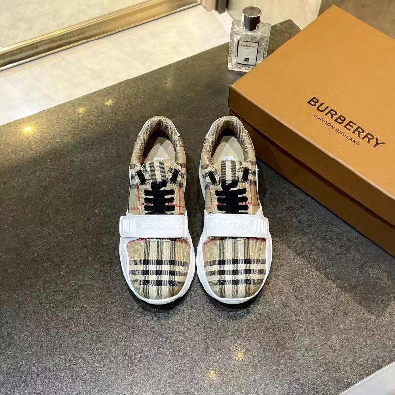 Women's Beige Vintage Check and Leather Sneakers