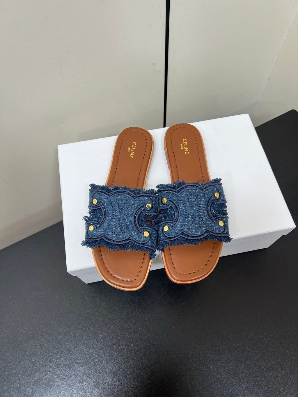 Blue Marina Fringed Mule In Denim