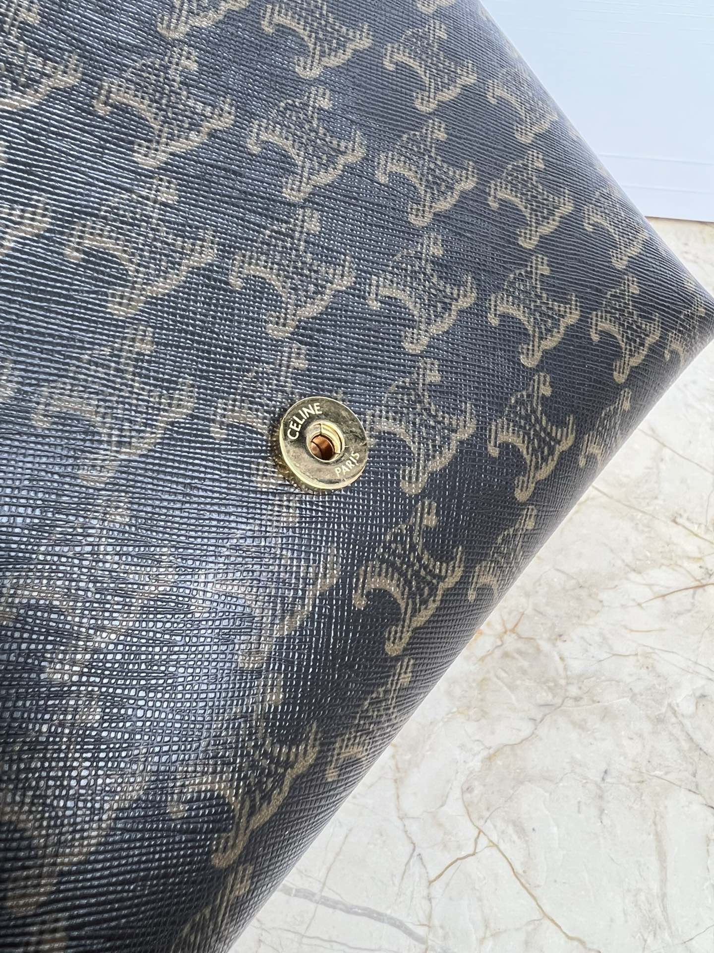 Tan Medium CV Bag With Gold Finishing