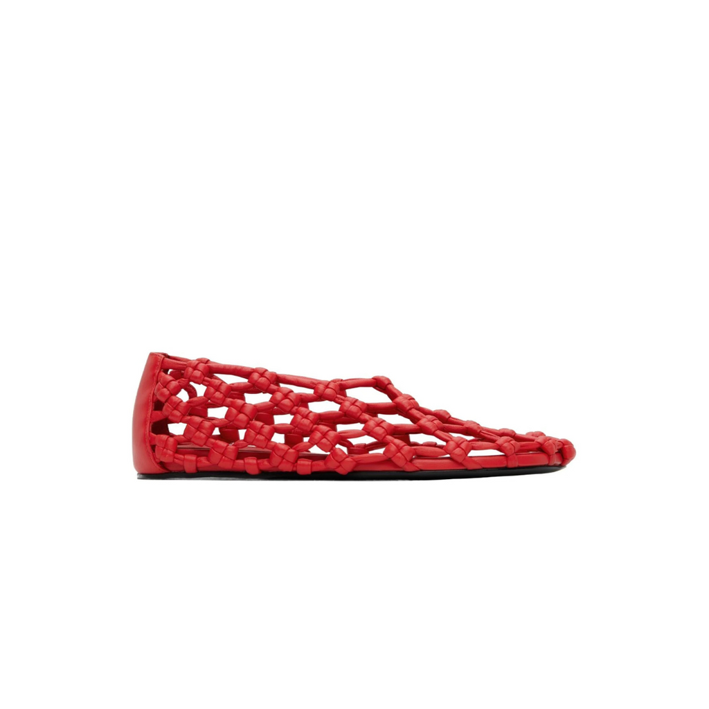 Red Knotted Leather Flats