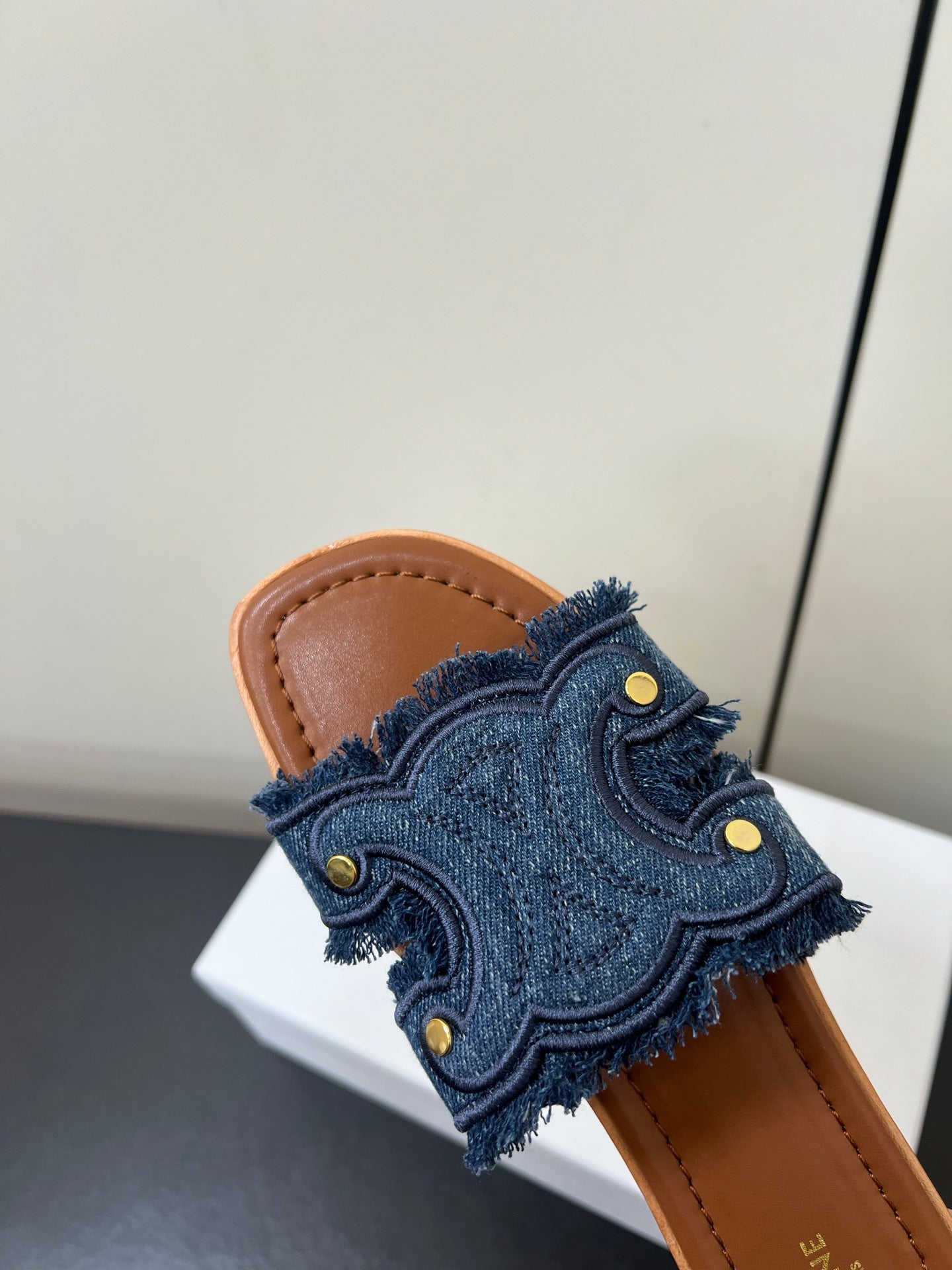 Blue Marina Fringed Mule In Denim