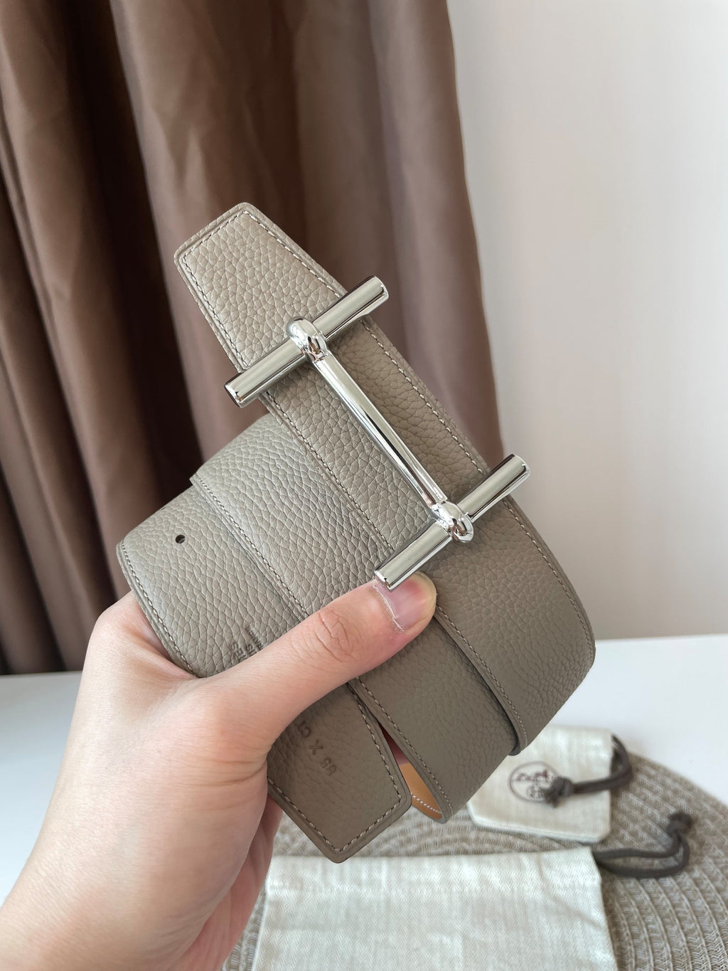 Brown HD silver belt buckle & leather strap