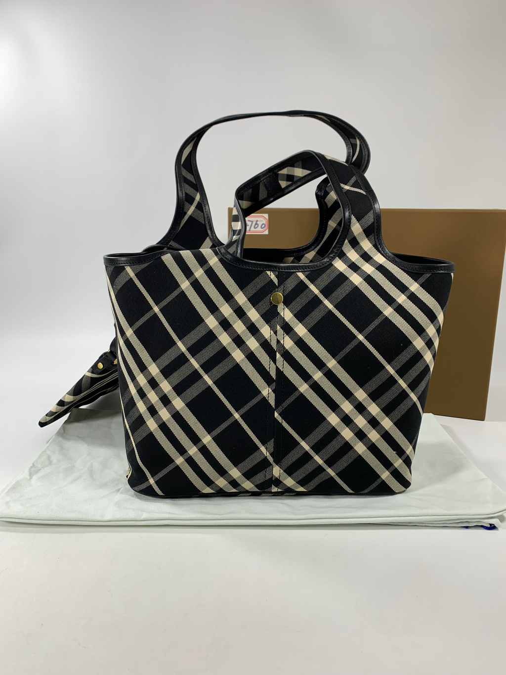 Black Small Check Tote