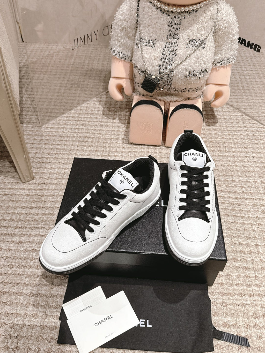 White & Black Cotton Trainers
