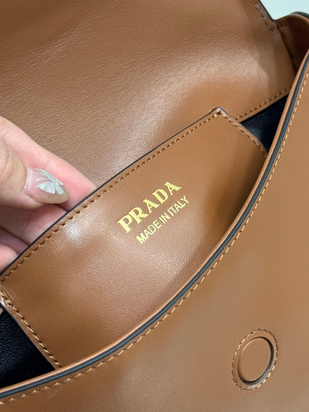 Cognac PA Leather Shoulder Bag With Flap