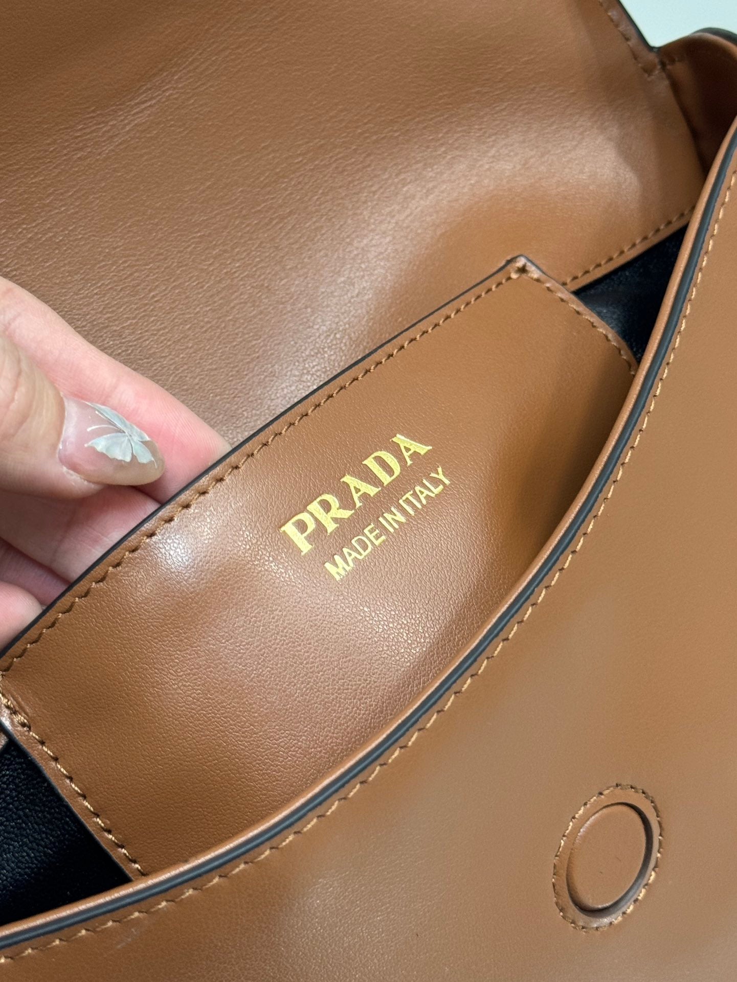 Cognac PA Leather Shoulder Bag With Flap