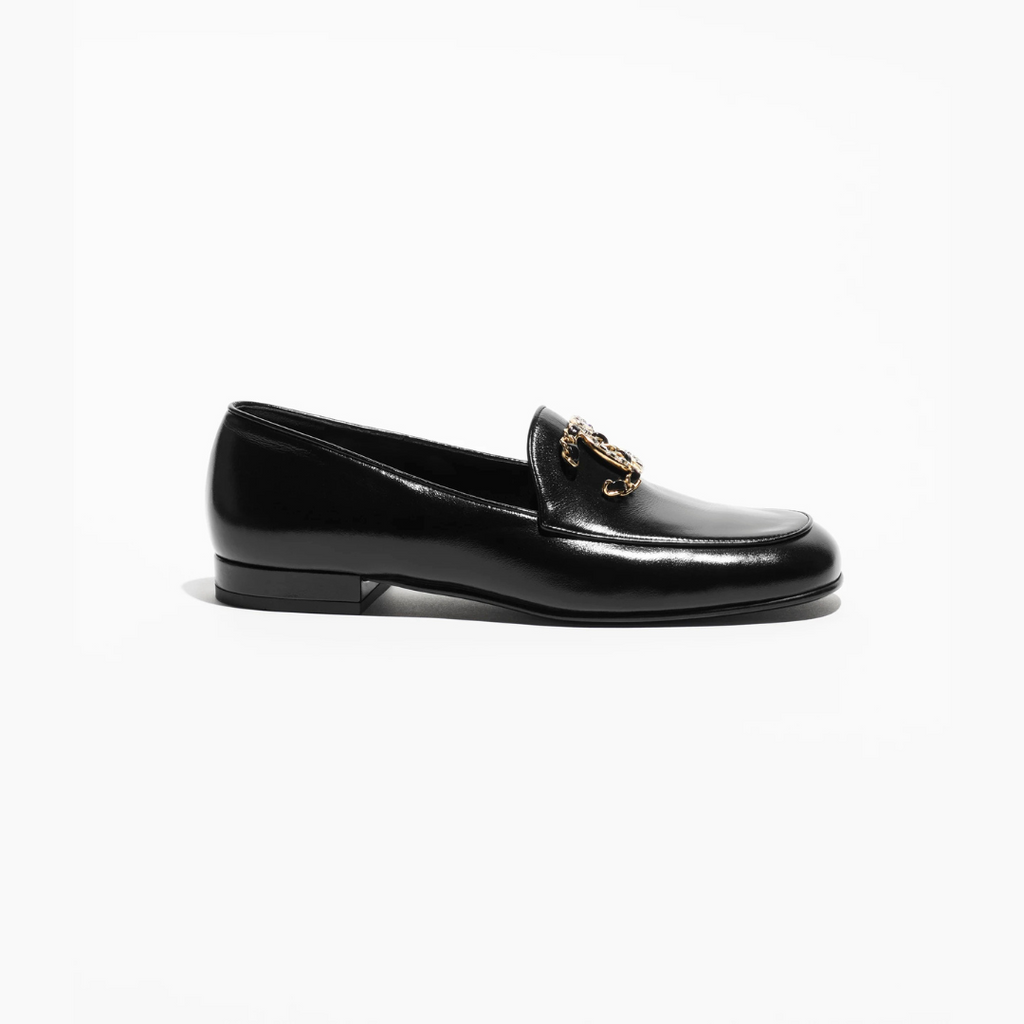 Black Moccasins With Embedded Logo Buckle