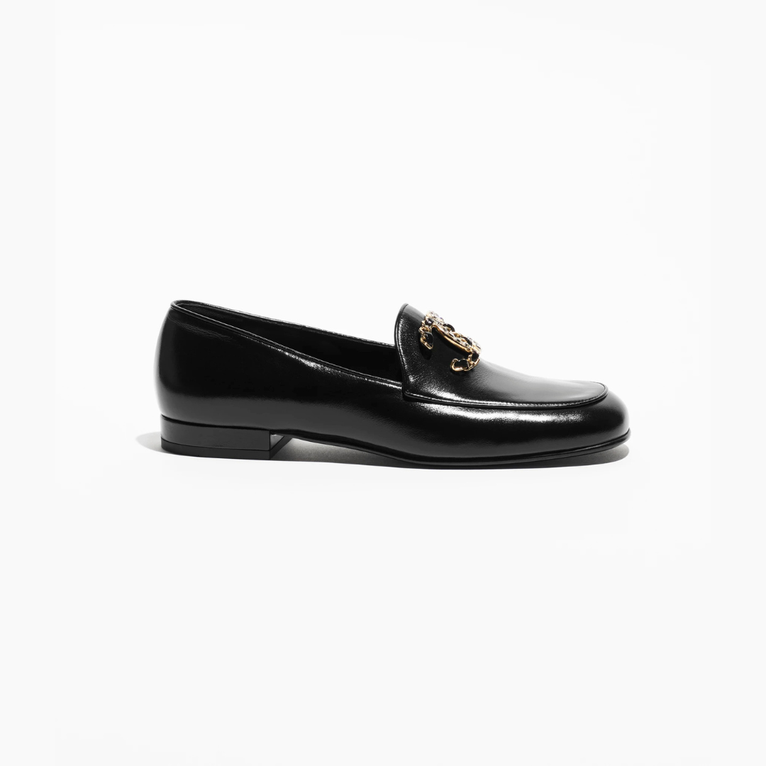 Black Moccasins With Embedded Logo Buckle